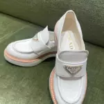 Шоколадные мокасины из лакированной кожи PRADA